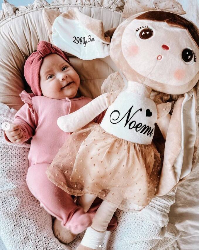 lalka-metoo-personalizowana-bezowa-krolisia-z-kokardka-xl-70-cm